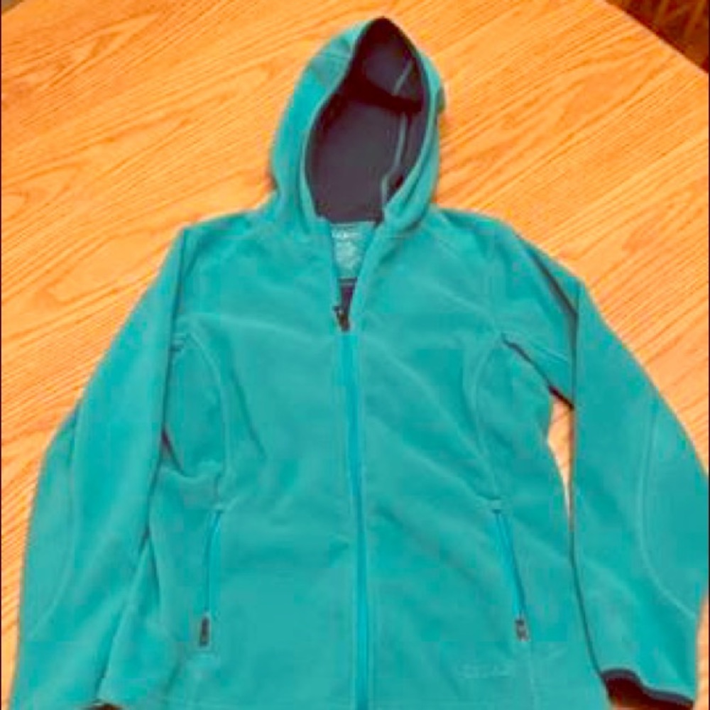 Women’s LL Bean fleece hoodie medium teal color